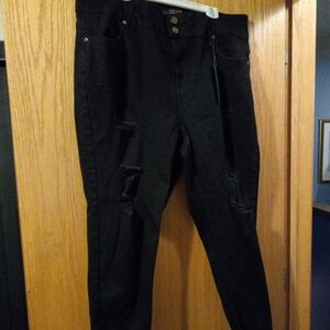 Womens Chic Denim Harley High Rise Ankle Grazer Blk Jeans  20 Inseam 29 Raw Hem
